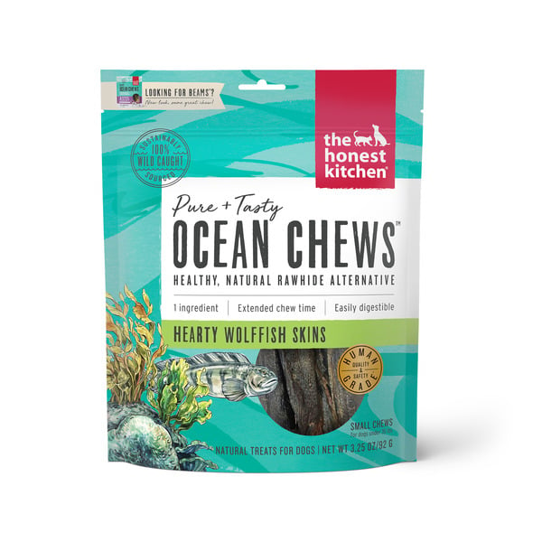 Dog Food & Care The Honest Kitchen Ocean Chews™ Hearty Wolffish Skins Dog Treats, 3.25 oz (Beams™) hero