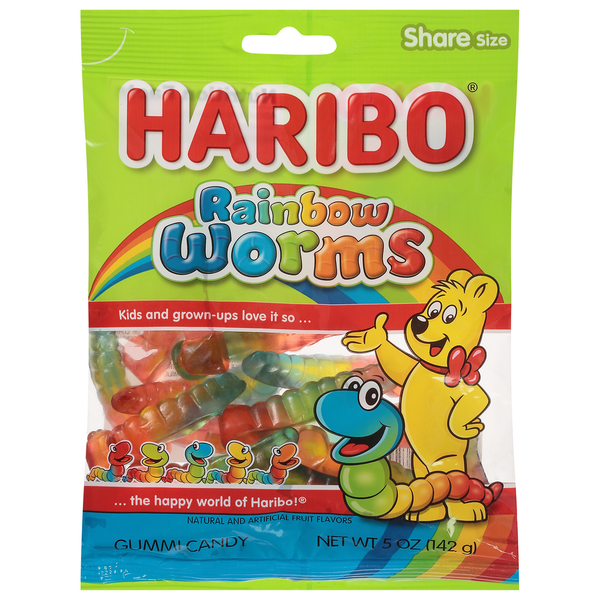 Candy & Chocolate HARIBO Gummi Candy, Rainbow Worms, Share Size hero