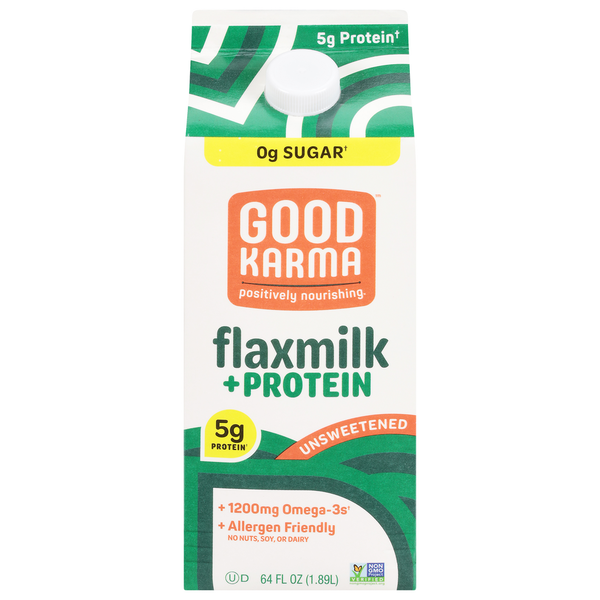 Soy & Lactose-Free Good Karma Flaxmilk + Protein, Unsweetened hero