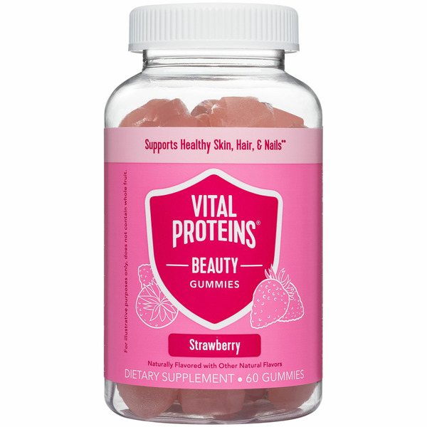 Hair, Skin & Nail Supplements Vital Proteins Beauty, Gummies, Strawberry hero