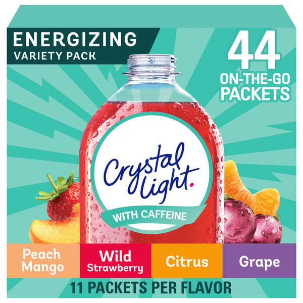 Cocoa & Drink Mixes Crystal Light Energizing Variety Pack, Peach Mango, Wild Strawberry, Citrus & Grape Assortment hero