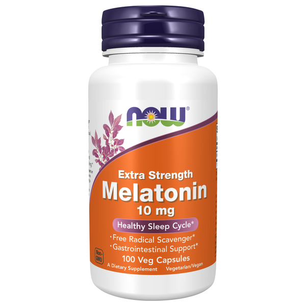 Stress & Sleep Aids NOW Melatonin, Extra Strength 10 mg hero