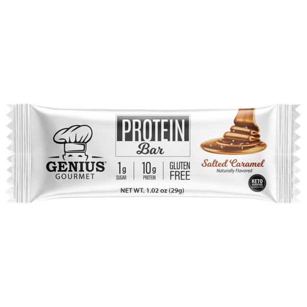 Protein & Meal Replacements Genius Gourmet Salted Caramel, Protein Bar hero