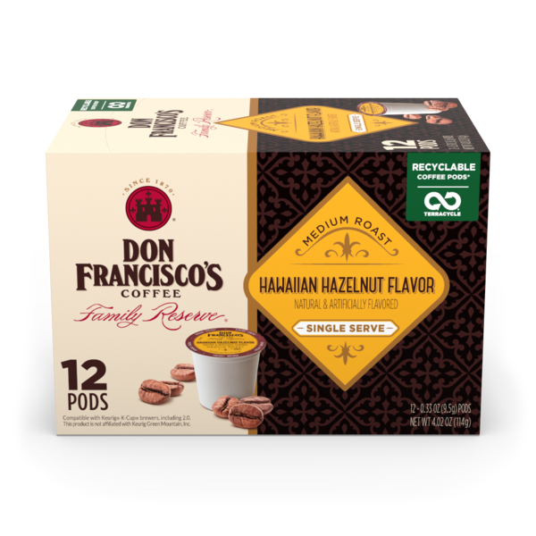 Coffee Don Francisco's Coffee Hawaiian Hazelnut Flavored Single Serve Coffee Pods hero