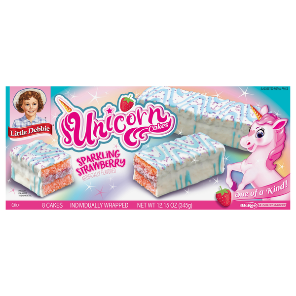 Breakfast Breads, Donuts & More Little Debbie Unicorn Cakes, Sparkling Strawberry hero