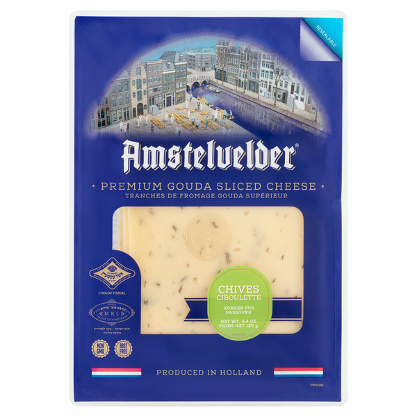 Specialty Cheeses Amstelvelder Chives Ciboulette Premium Gouda Sliced Cheese hero