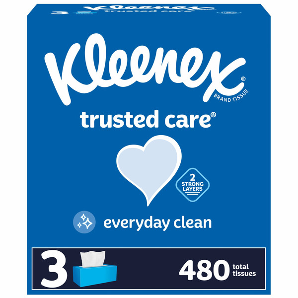 Facial Care Kleenex Trusted Care Facial Tissues Flat Boxes 2 Ply hero