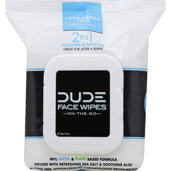 Facial Care DUDE Face Wipes, Fragrance Free, On-the-Go hero