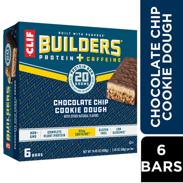 Protein & Meal Replacements Builders Chocolate Chip Cookie Dough With Caffeine Flavor Plant Based Protein Bars hero