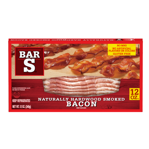 Hot Dogs, Bacon & Sausage Bar-S Naturally Hardwood Smoked Bacon,  Hickory Smoked Flavor hero