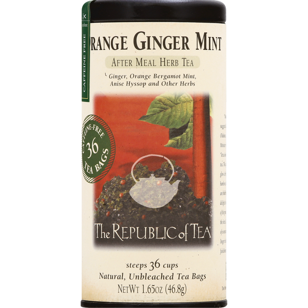 Tea The Republic of Tea Herb Tea, Orange Ginger Mint, Caffeine-Free, Bags hero