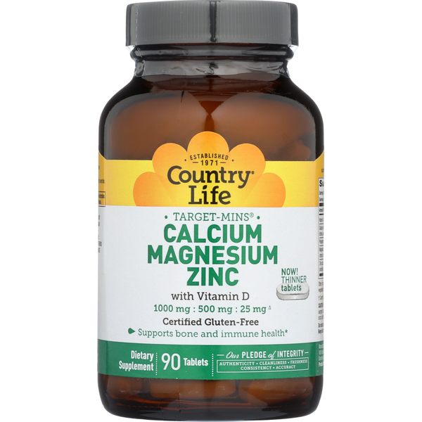 Vitamins & Supplements Country Life Calcium Magnesium Zinc hero