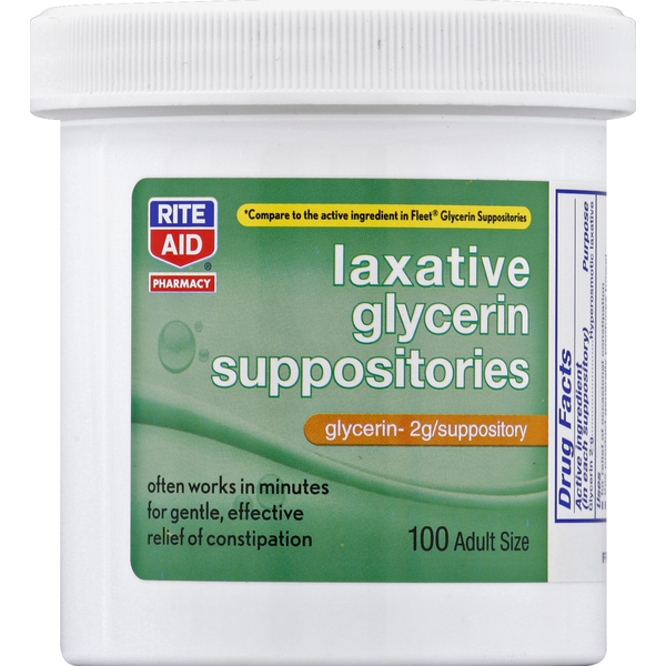 Rite Aid Glycerin Suppositories, Laxative, 2 g, Adult Size hero