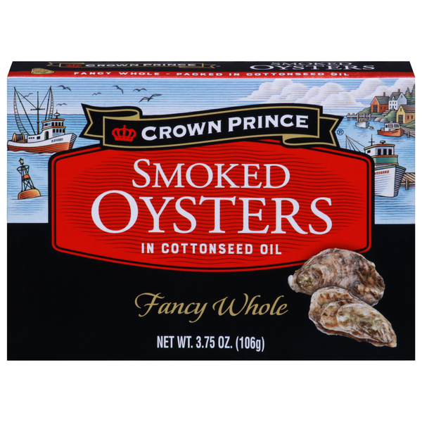 Canned Meat & Seafood Crown Prince Fancy Whole Smoked Oysters in Cottonseed Oil hero