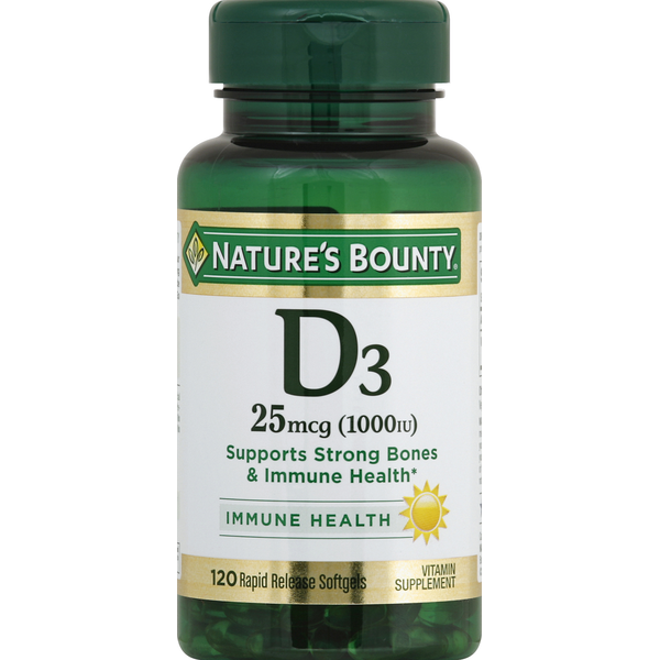 Supplements Nature's Bounty Vitamin D3, 25 mcg, Rapid Release Softgels hero