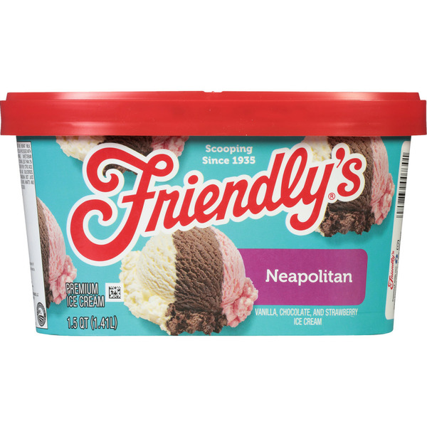 Ice Cream & Ice Friendly's Rich And Creamy Vanilla Chocolate And Strawberry Premium Ice Cream 1.5 Quart hero