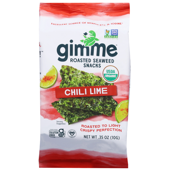 Fruit & Vegetable Snacks gimMe Seaweed Snacks, Roasted, Chili Lime hero