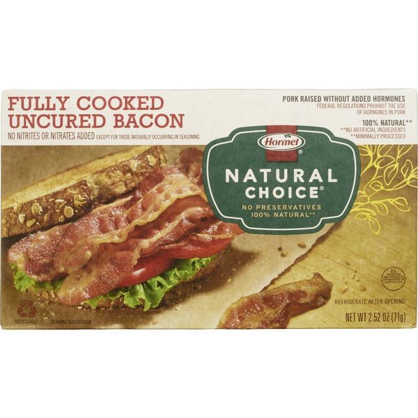 Hot Dogs, Bacon & Sausage Natural Choice Fully Cooked Uncured Bacon hero