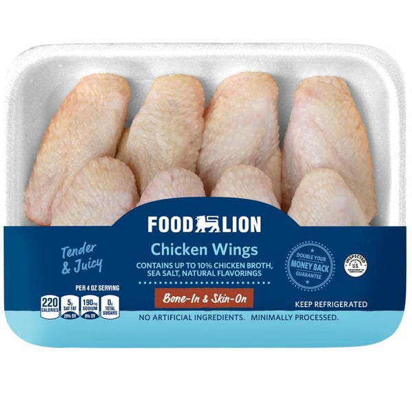 Fresh Chicken & Turkey Food Lion Bone-In & Skin-On Chiken Wings hero