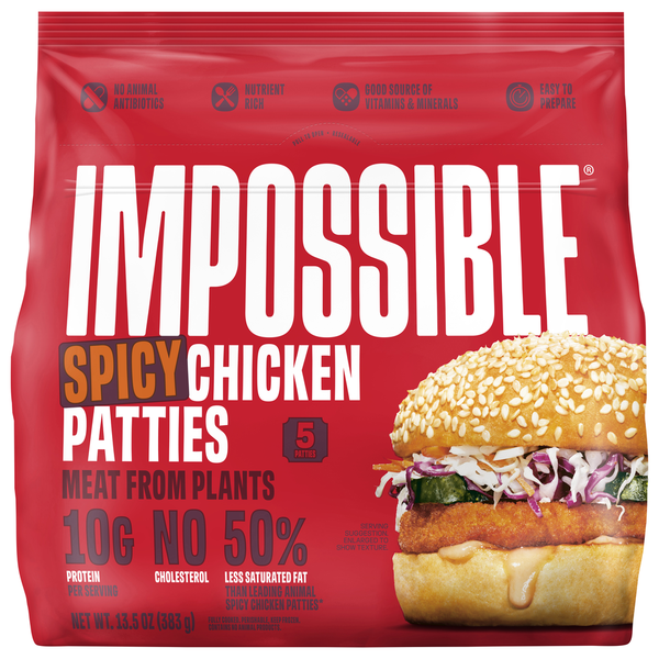 Impossible Chicken Patties, Meat From Plants, Spicy hero