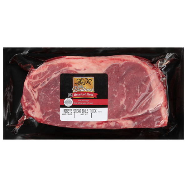 Meat Counter Four Brothers USDA Certified Four Brothers Hereford Beef Boneless Thick-Cut Ribeye Steak - Flavor Seal hero