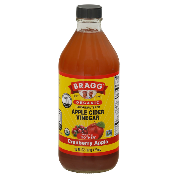 Bragg Apple Cider Vinegar, Organic, Raw-Unfiltered, Cranberry Apple hero