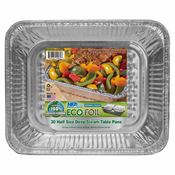 Food Storage Eco Foil Half Size Deep Steam Table Pans, 30 ct hero