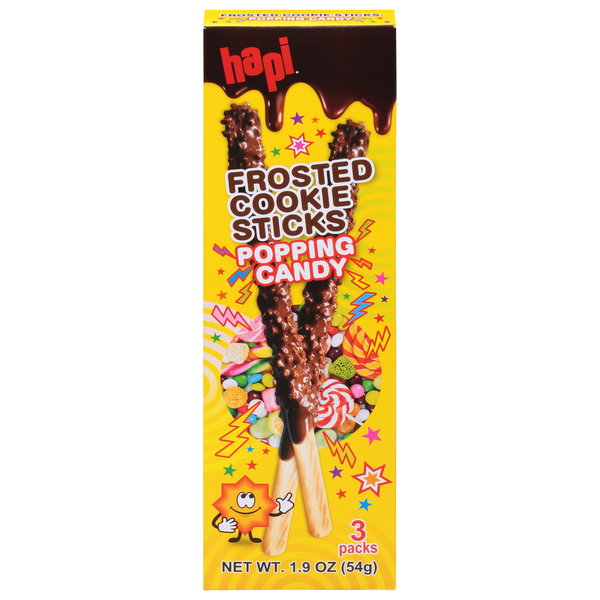 Hapi Snacks Cookies Sticks, Frosted, Popping Candy, 3 Packs hero