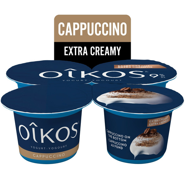 Yogurt Oikos Extra Creamy Greek Yogurt, Cappuccino On The Bottom, 9% M.F. hero