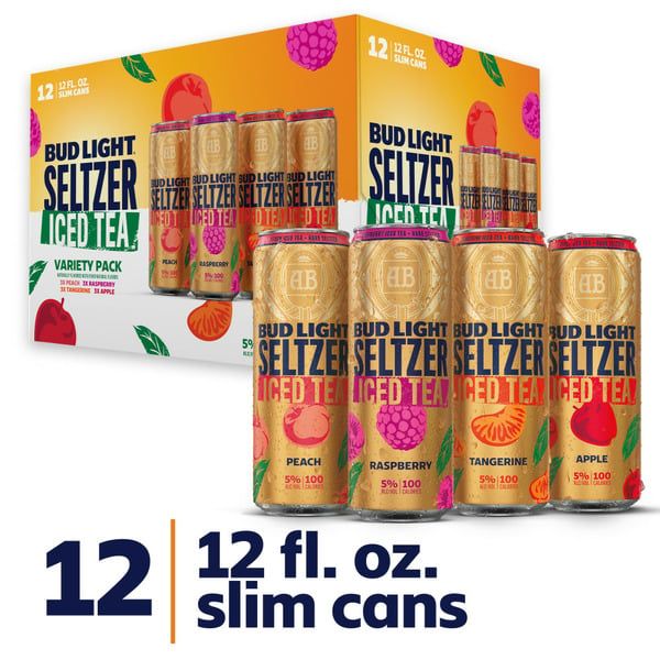 Beers & Coolers Bud Light Hard Seltzer Iced Tea Variety Pack, Slim hero