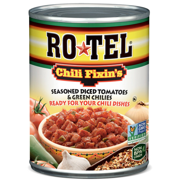 Canned & Jarred Vegetables RO*TEL Chili Fixin's, Seasoned Diced Tomatoes and Green Chilies hero