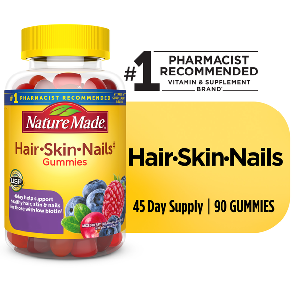 Vitamins & Supplements Nature Made Hair, Skin and Nails, Biotin & Vitamin C, Adult Gummies hero