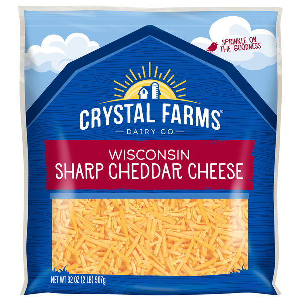 Packaged Cheese Crystal Farms Cheese, Sharp Cheddar, Wisconsin hero