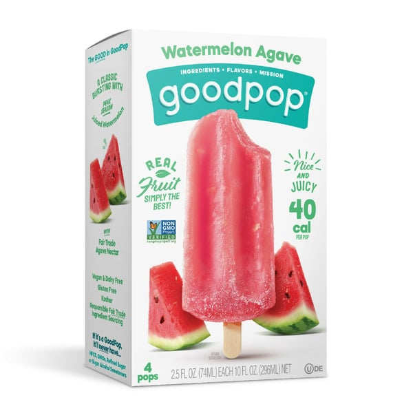 Ice Cream & Ice GoodPop Watermelon Agave, Frozen Fruit Bars hero