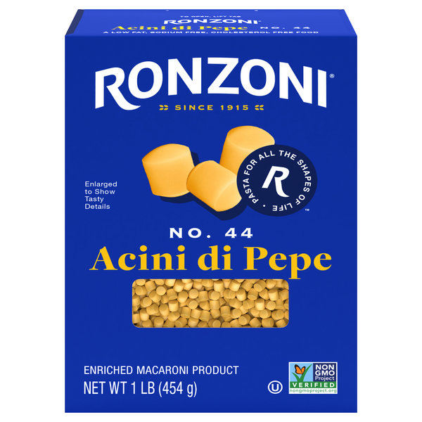 Dry Pasta & Noodles Ronzoni Acini di Pepe, 16 oz, Bead-Shaped Pasta for Soups, Non-GMO hero