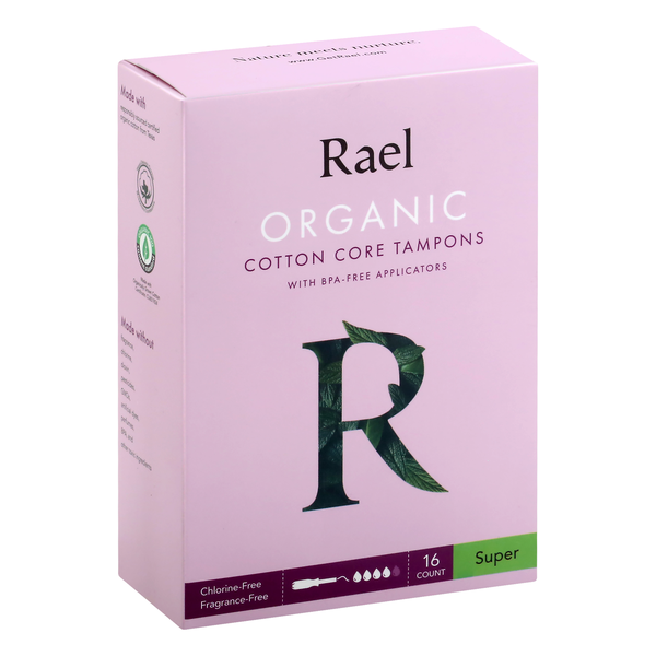 Feminine Care Rael Tampons, Cotton Core, Super hero