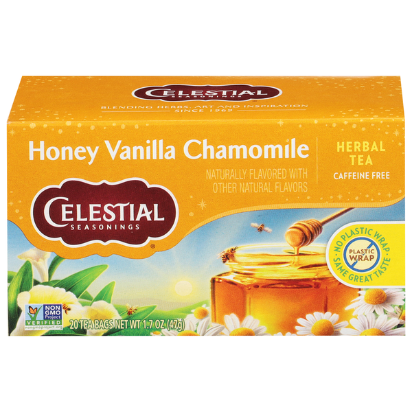 Tea and Lemonade Celestial Seasonings Herbal Tea, Caffeine Free, Honey Vanilla Chamomile, Tea Bags hero