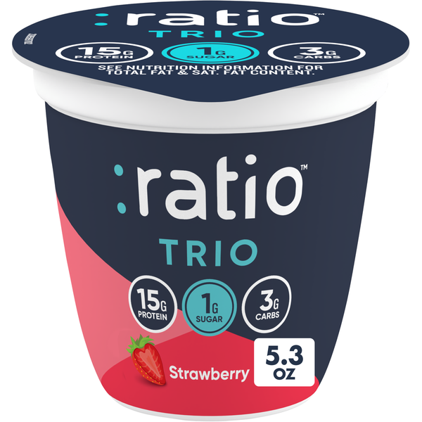 Yogurt Ratio Trio Strawberry Yogurt Cultured Dairy Keto Friendly Snack Cup hero