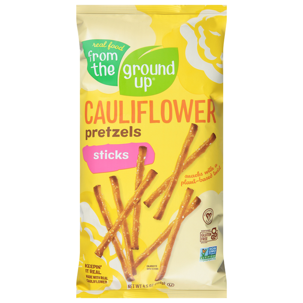 Chips & Pretzels Real Food From the Ground Up Cauliflower Pretzels, Sticks hero