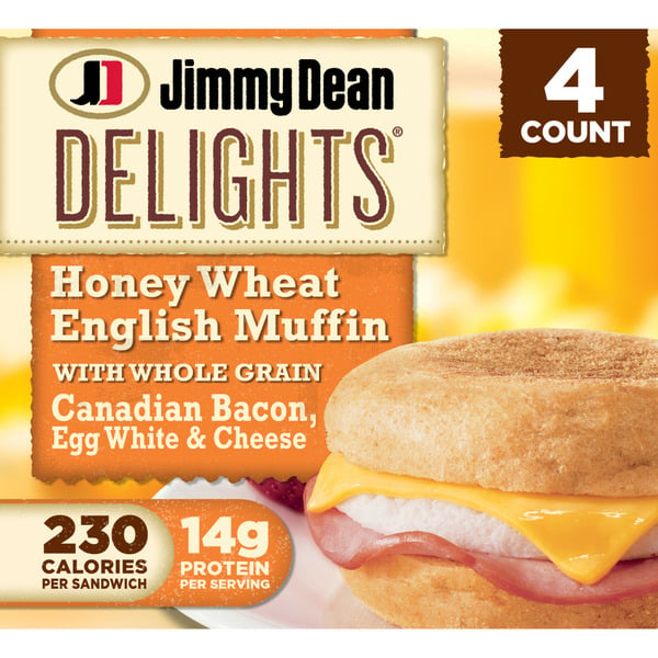 Frozen Breakfast Jimmy Dean Canadian Bacon, Egg & Cheese Breakfast Sandwiches hero