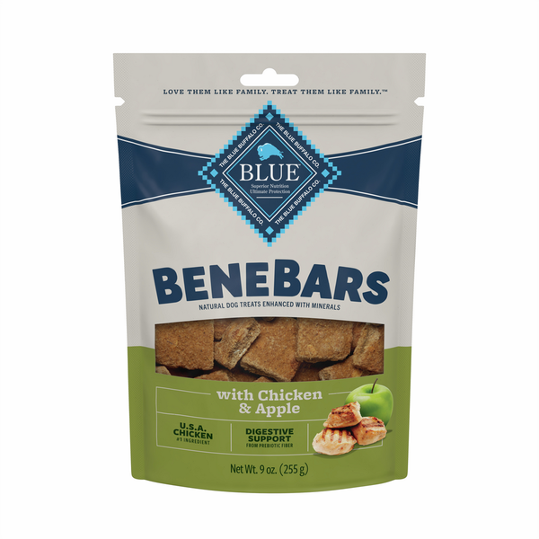 Blue Buffalo Benebars Natural Dog Treats, Digestive Support, Chicken and Apple, 9oz Bag hero