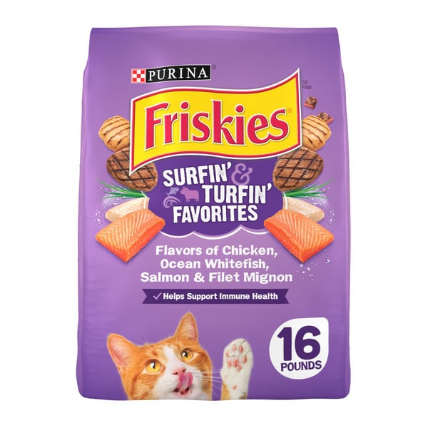 Cat Food Purina Friskies Dry Cat Food, Surfin' & Turfin' Favorites hero