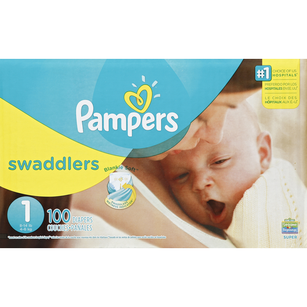 Diapers & Wipes Pampers Swaddlers Size 1 Newborn Diapers hero