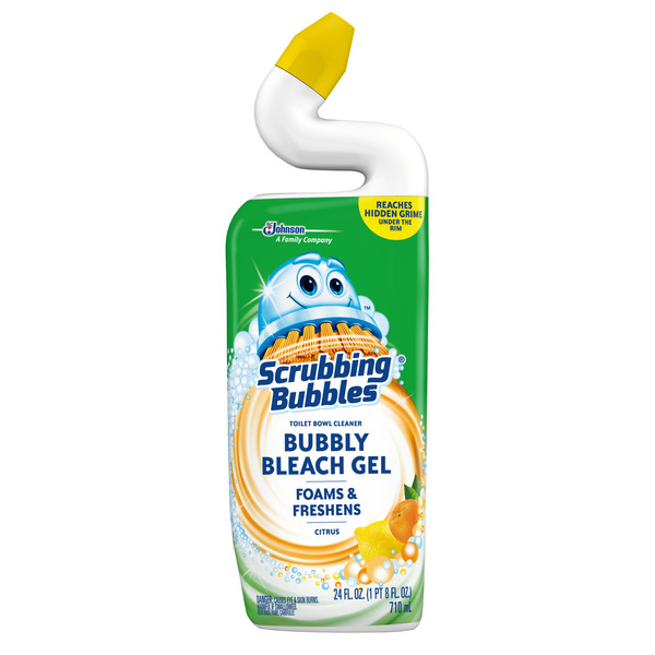 Cleaning Products Scrubbing Bubbles Bubbly Bleach Gel Toilet Bowl Cleaner Squeeze Bottle, Citrus hero