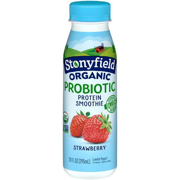 Yogurt Stonyfield Organic Strawberry Lowfat Yogurt Protein Smoothie hero