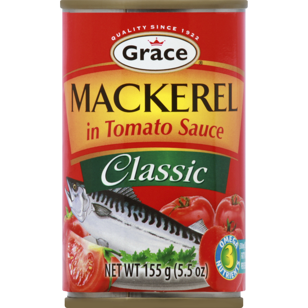 Canned Meat & Seafood Grace Mackerel, in Tomato Sauce, Classic hero