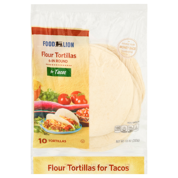 Mexican/Hispanic/Latino Foods Food Lion Flour Tortillas, Round, 6 Inches hero