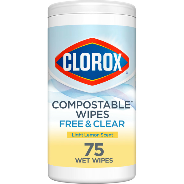 Cleaning Products Clorox Compostable Cleaning Wipes, Light Lemon Scent hero