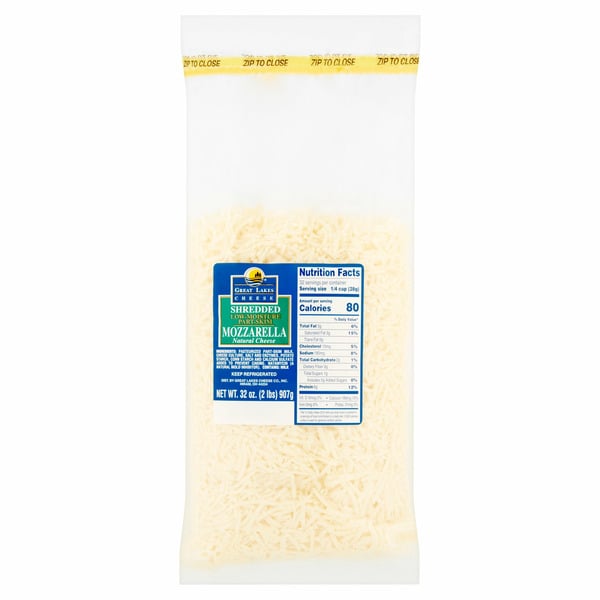 Cheese Great Lakes Shredded Low-moisture Part-skim Mozzarella Natural Cheese hero