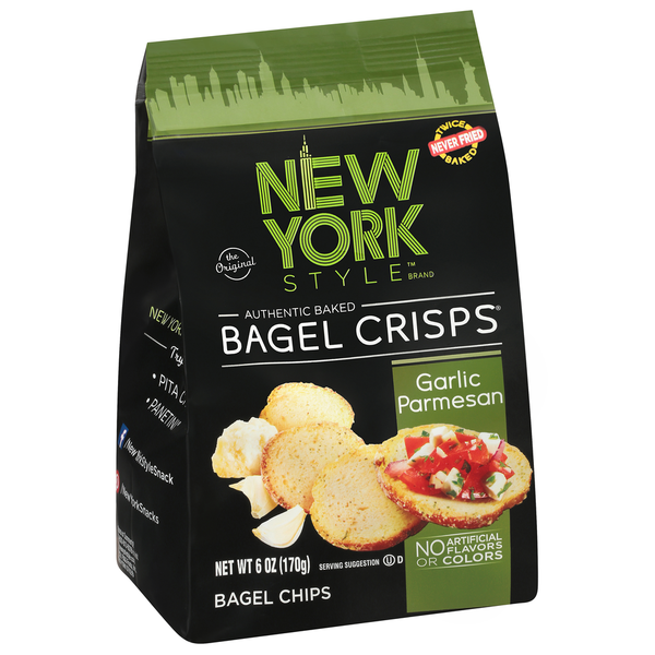 Bread New York Style Bagel Crisps, Garlic Parmesan, Authentic Baked hero